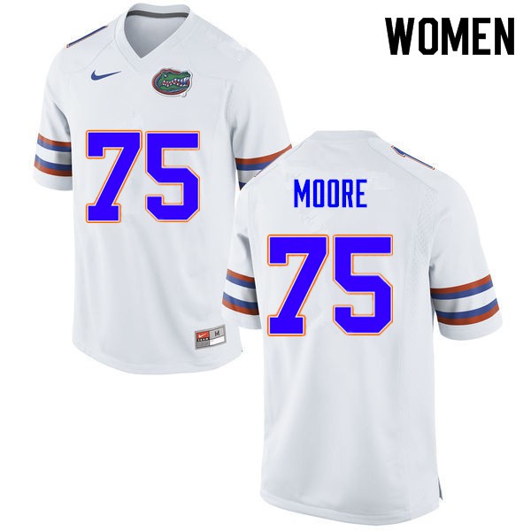 Women #75 T.J. Moore Florida Gators College Football Jerseys White